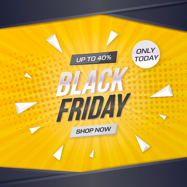 Free vector black friday sale banner with yellow background