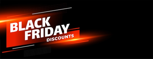 Black friday sale discounts shiny banner on black background