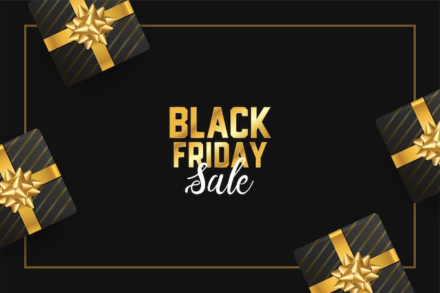 Black friday sale and gifts golden background