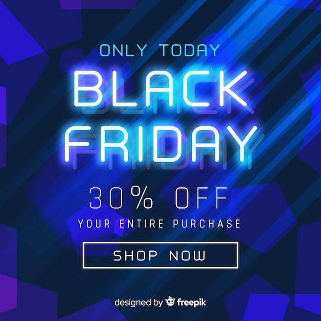 Free vector black friday sale neon lights background