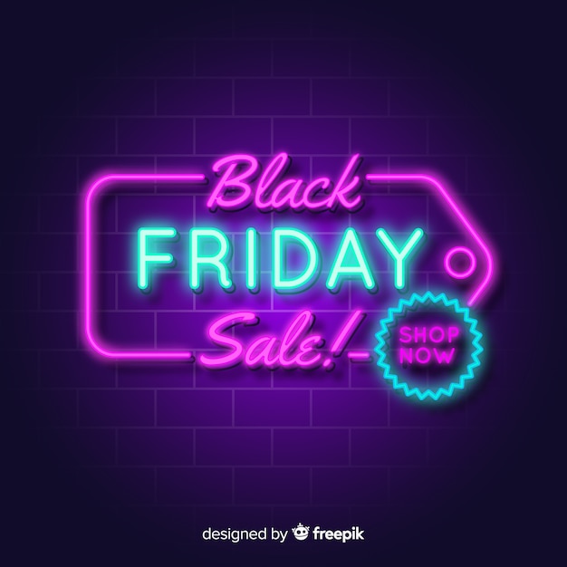 Free vector black friday sale neon lights background