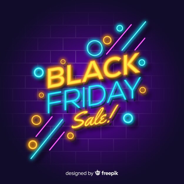 Black friday sale neon lights background 