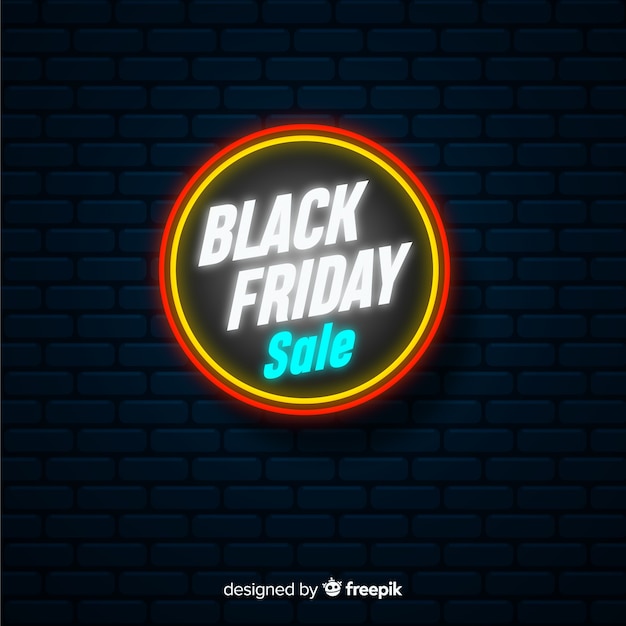 Free vector black friday sale neon sign  background