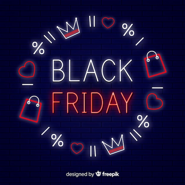 Free vector black friday sale neon sign  background