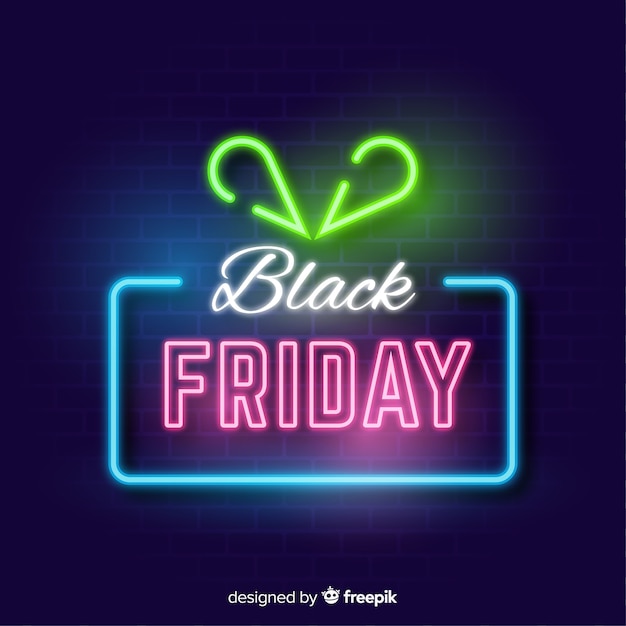 Priorità bassa al neon del segno di vendita di black friday