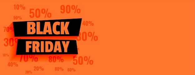 Black friday sale orange banner with discount offers