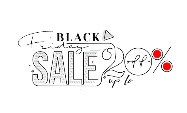 Free vector black friday sale promotion poster or banner design, special offer 20% sale, promotion and shopping vector template.