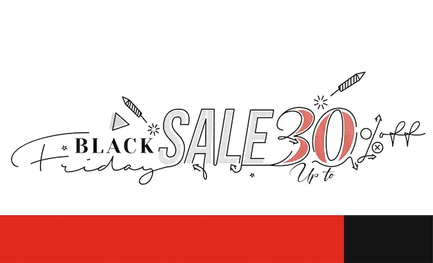 ブラックフライデーセールプロモーションポスターまたはバナーデザイン、特別オファー30％セール、プロモーションおよびショッピングベクトルテンプレート。