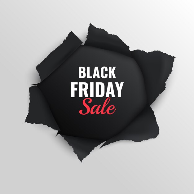 Black friday sale realistic composition on grey with torn paper