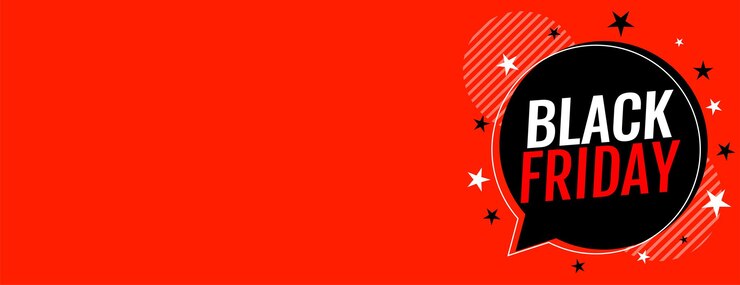 Free Vector black friday sale red banner with speech bubble