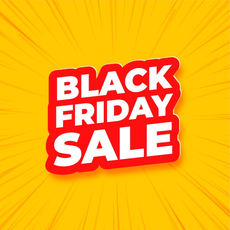Free Vector black friday sale text banner on yellow