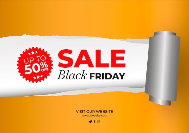 Free vector black friday sale torn paper effect