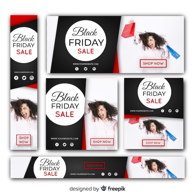 Free vector black friday sale web banner template set