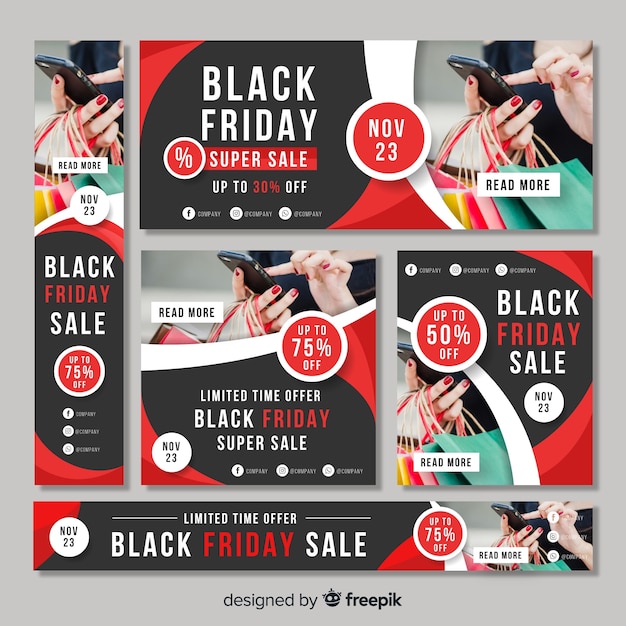 Free vector black friday sale web banners