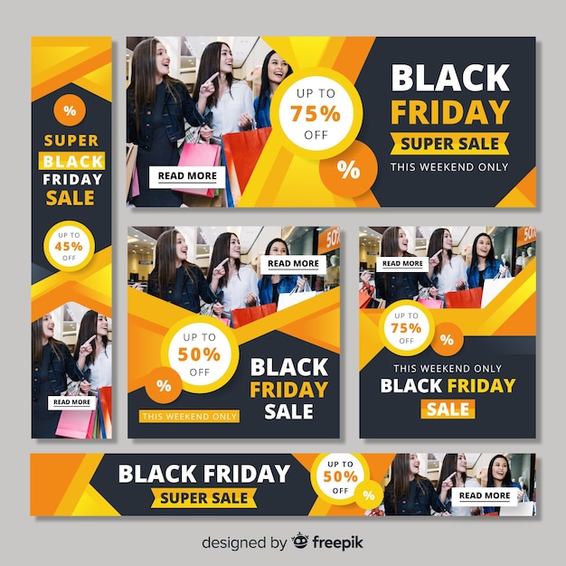 Free vector black friday sale web banners