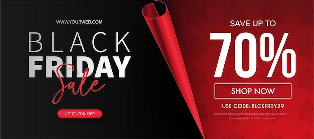 Free vector black friday sale with realistic 3d paper page