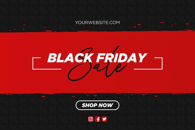 Free vector black friday sale with red brush background