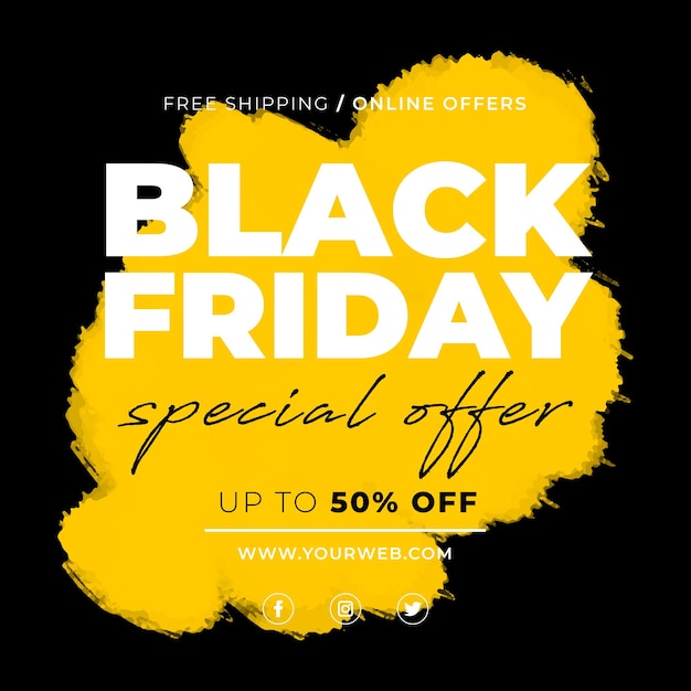 Black friday sale with yellow stain Free Vector
