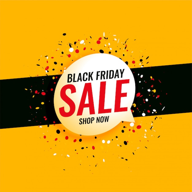 Black friday sale yellow banner with confetti