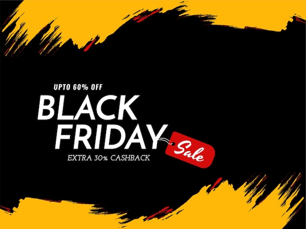 Black friday sale yellow brush stroke background