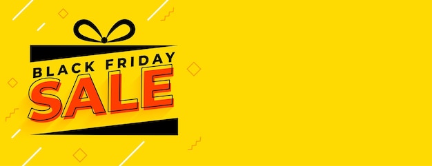 Black friday sale yellow wide banner with memphis elements