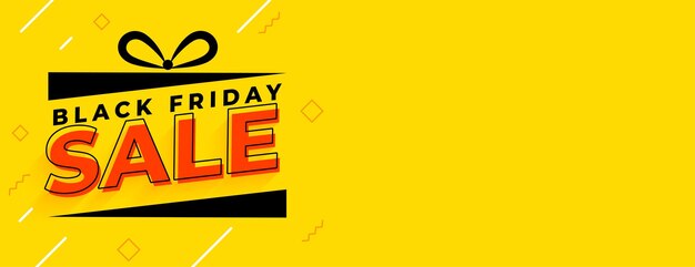 Black friday sale yellow wide banner with memphis elements