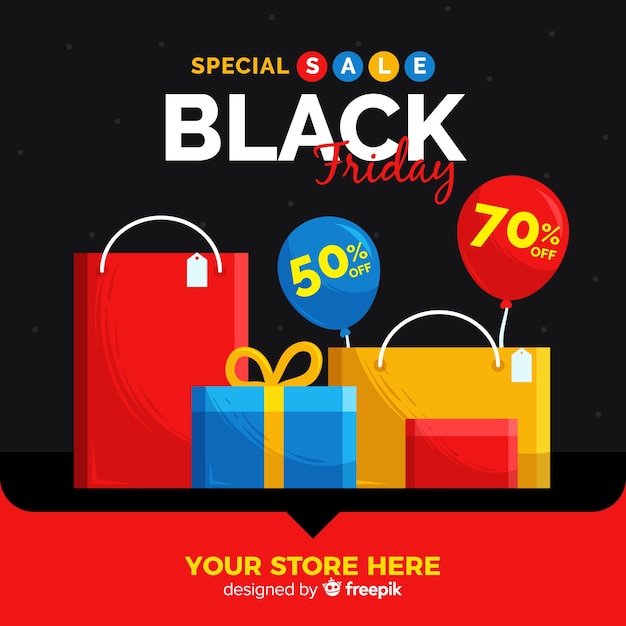 Black friday sales background in flat design