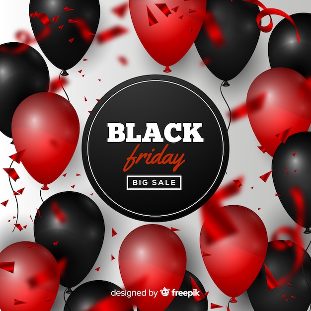 Black friday sales background with balloons