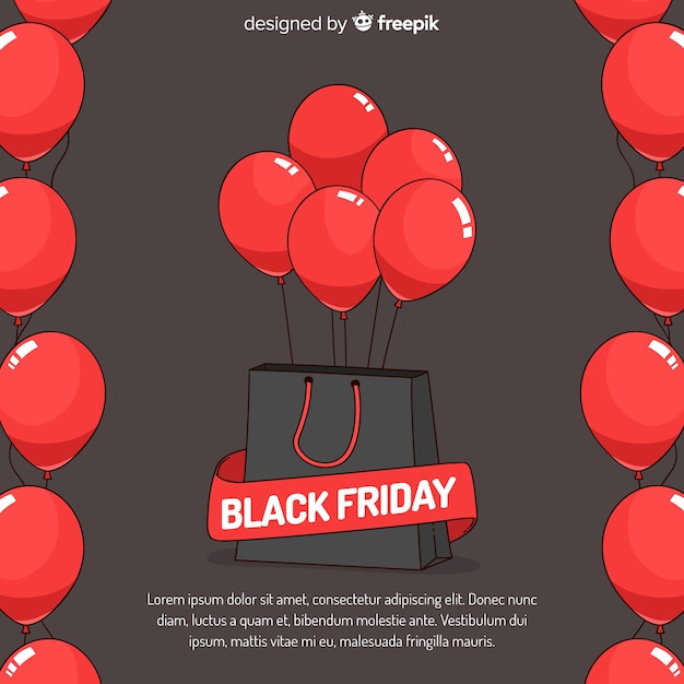 Black friday sales background with red balloons