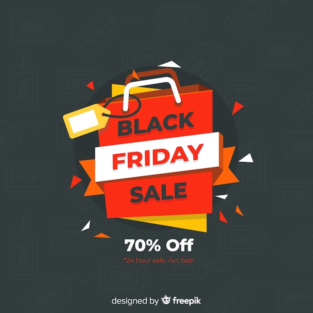 Free vector black friday sales background with shopping bag