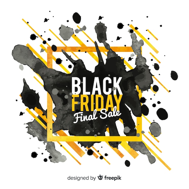 Black friday sales background with watercolor stains