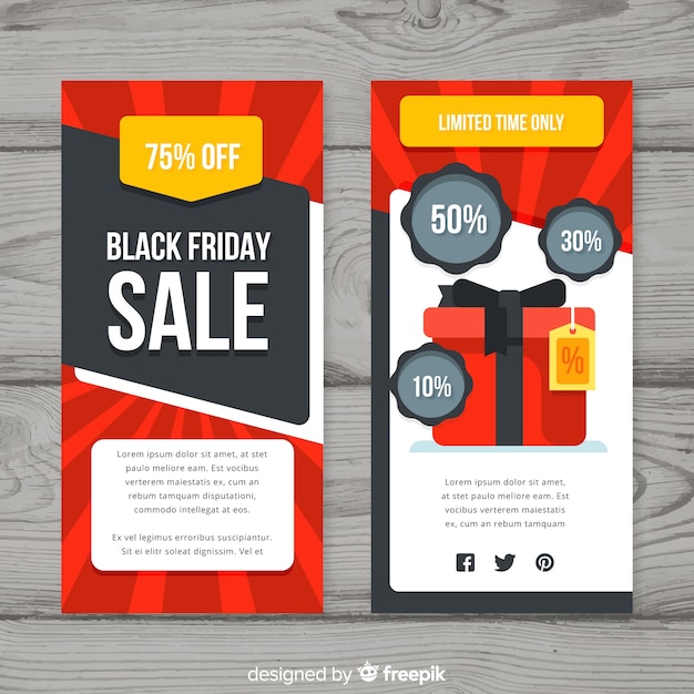 Black friday sales flyer template with gift box