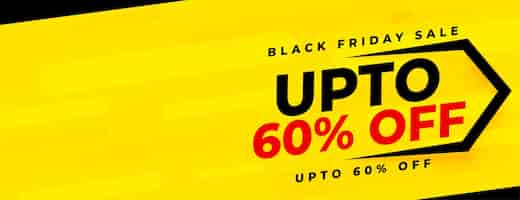 Vettore gratuito banner di vendita stagionale del black friday in colore giallo brillante