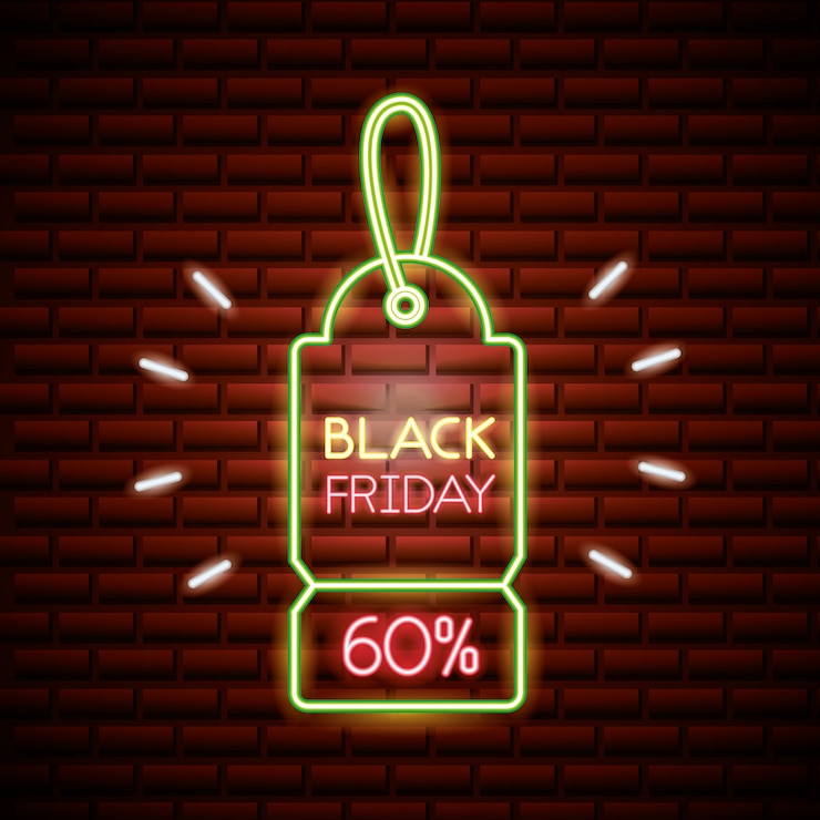 Free Vector black friday shopping sale in neon lights