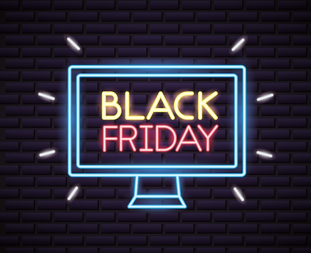 Free vector black friday shopping sale in neon lights