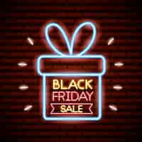 Free vector black friday shopping sale in neon lights