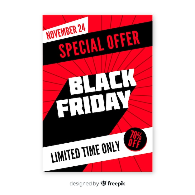 Free vector black friday special offer flyer in flat design