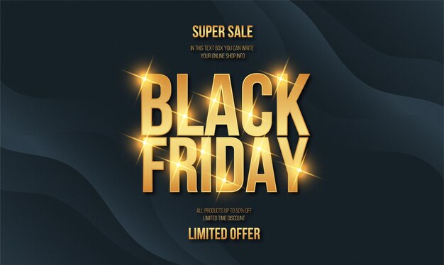 Black Friday Super Sale with Golden Effect Text