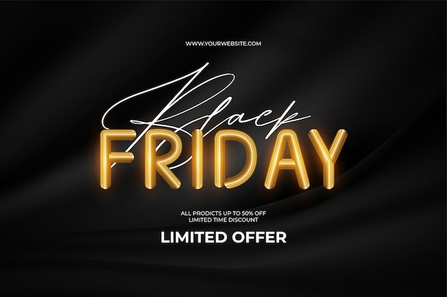 Black friday super sale with golden text and black courtain background