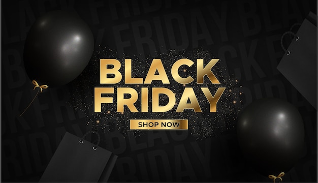 Black friday super sale with realistic shopping elemens