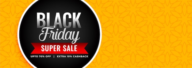 Free vector black friday super sale yellow banner template