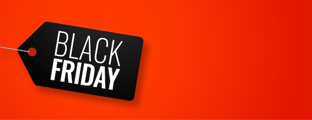 Free vector black friday tag on red banner with text space