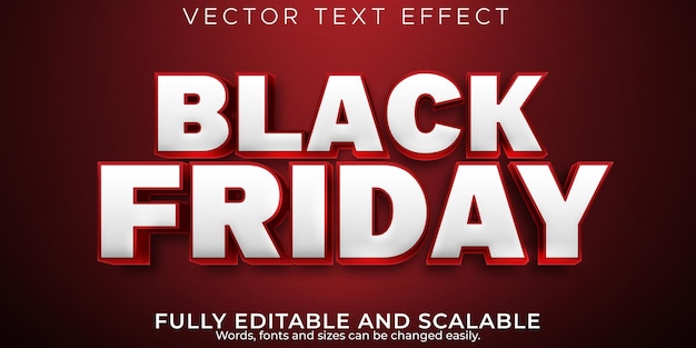 Текстовый эффект черной пятницы, редактируемая распродажа и стиль текста предложения