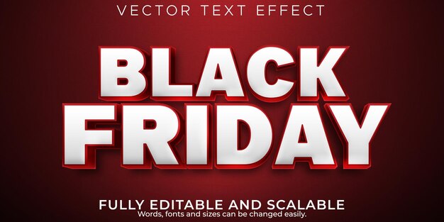 Black friday text effect, editable sale and offer text style