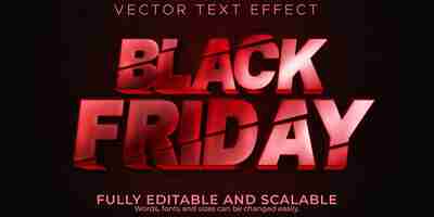 Free vector black friday text effect, editable sale and offer text style