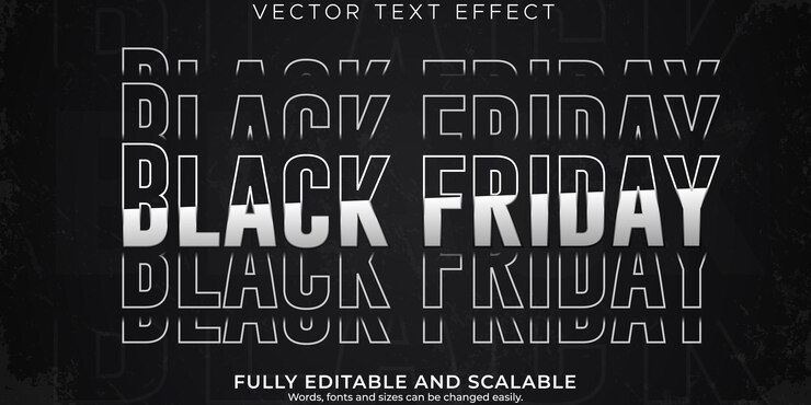 무료 Vector 검은 금요일 텍스트 효과 템플릿, 편집 가능한 판매 및 패션 텍스트 스타일