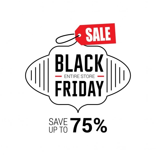 Free vector black friday, white background with a red label