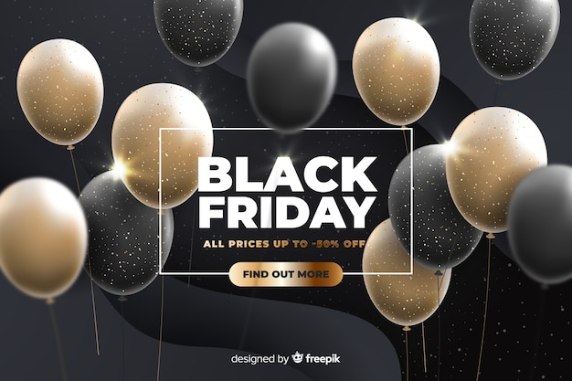 Free vector black friday with realistic balloons