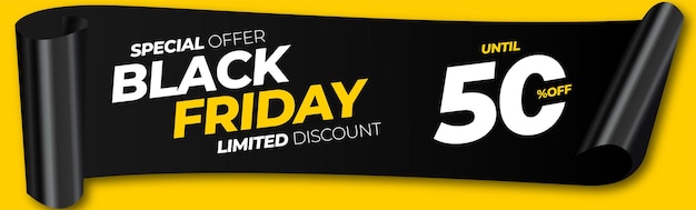 Vettore gratuito banner giallo del black friday con stile di carta