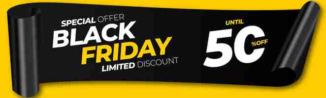 Free vector black friday yellow banner with paper style